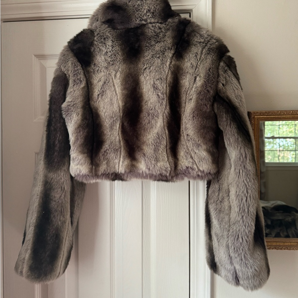Baby Phat Gray Faux Fur Cropped Jacket - Picture 6 of 7
